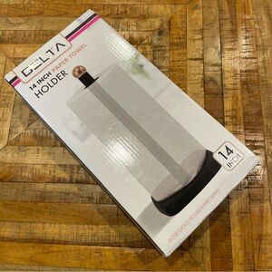 Delta Paper Towel Holder in Black with Rose Gold Accent